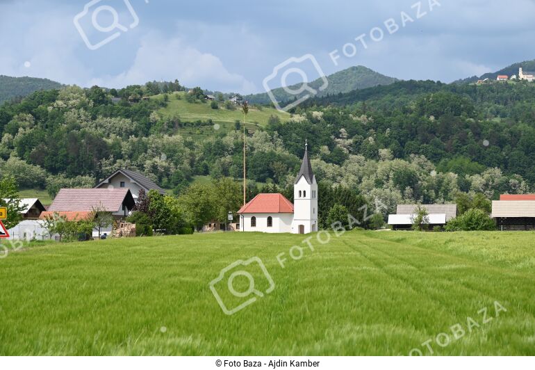 Village Landscape with Church - download the photo | Foto Baza