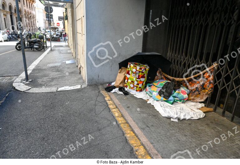 Place where homeless people sleep on the street. Homelessness ...