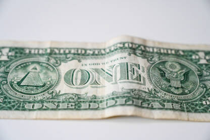 Novčanica od jednog dolara, krupni plan. Američki dolar.