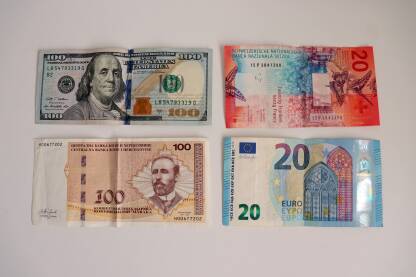 Novčanice od 100 dolara, 100 KM, 20 franaka i 20 eura