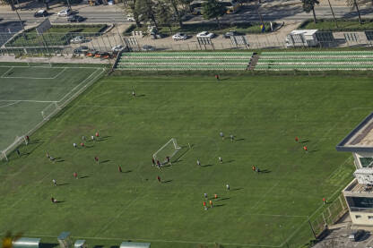 Trening fudbalera FK Turbina iz Jablanice. Stadion fudbalskog kluba Turbina Jablanica.