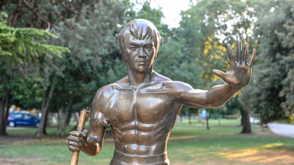 Statua Bruce Leeja u Mostaru, Bosna i Hercegovina.