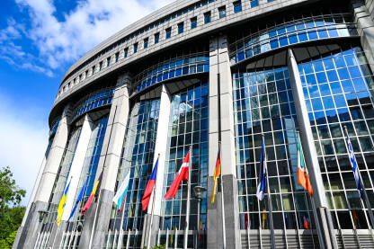 Brisel, Belgija: Zgrada Evropskog parlamenta. Institucije EU.