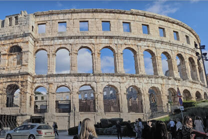 Pulska Arena. Antički amfiteatar iz rimskog doba u centru grada. Pula, Istra, Hrvatska