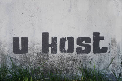 U kost, grafit navijača Željezničara Grafit navijača fudbalskog kluba Željezničar na bijelom zidu.