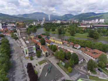 Grad Zenica iz zraka, centar grada.