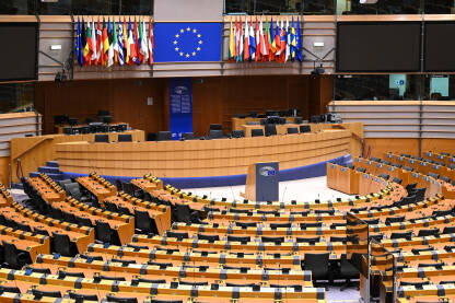 Bruxelles, Belgija: EU parlament. Institucije Europske unije u Bruxellesu.