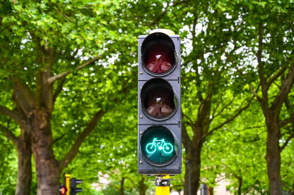 Zeleno svjetlo za bicikliste na semaforu.