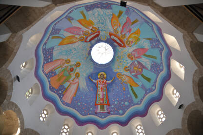 Freska na svodu u crkvi Vaskrsenja Hristovog u Prebilovcima