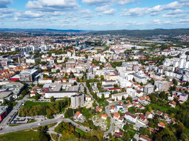Banja Luka, centar grada, snimak dronom.
