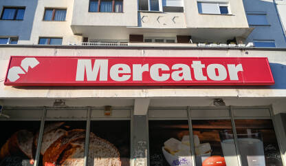 Trgovački centar Mercator. Logo Merkatora. Simbol.