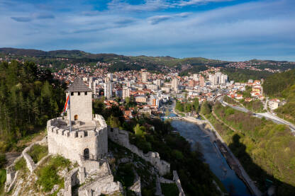Užice panorama grada, Srbija Užice, stari grad srednjevekovna tvrđava, reka Đetinja, put za Zlatibor, Zlatiborski okrug