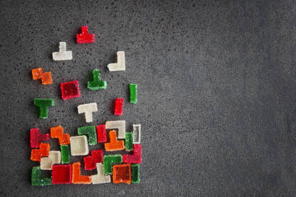 Popularna igra Tetris napravljena od žele kocke.