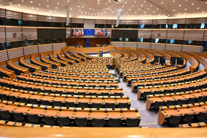 Brisel, Belgija: Plenarna sala u EU parlamentu. Institucije Evropske unije.
