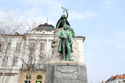 France Prešeren, statua u Ljubljani, Slovenija.