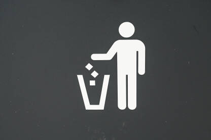 Simbol kante za smeće. Znak: čovjek koji baca smeće u kantu.
