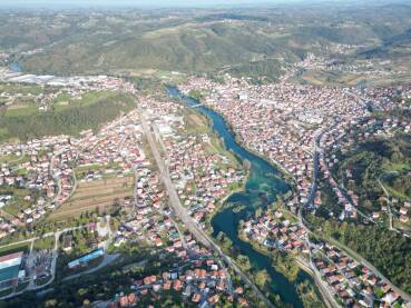 Panoramski snimak gradskog jezgra Bosanske Krupe