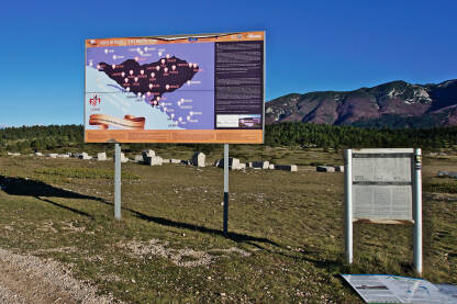 Natpis, Tema Srednji Vijek. Nekropola stećaka u Dugom polju nalazi se na području Blidinja.