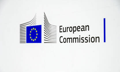 Europska komisija, logo. EU institucije. Europska komisija, logo. Institucije Evropske unije. EU simboli.
