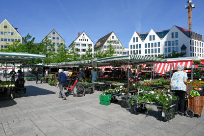 Ulm, Njemačka: Tržnica voća, povrća i cvijeća. Lokalna pijaca.