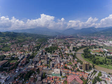 Grad Zenica iz zraka, centar grada.