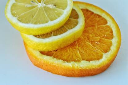 Limun i naranča, macro fotografija.