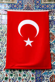 Zastava Turske na plavim pločicama