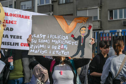 Studentski protesti u Srbiji Studentske blokade. Studeti blokiraju ulicu u Beogradu. Blokada Autokomande 27.01.2025. Bunt studenata i građana nakon pada nadstrešnice u Novom Sadu.