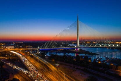 Most na Adi, Ada Ciganlija, Panorama, Beograd. Srbija