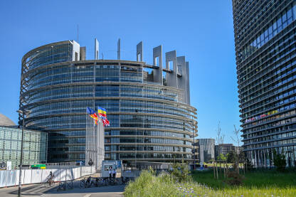 Evropski parlament, Strasbourg, Francuska. Zgrada EU parlamenta. Institucije Evropske unije.