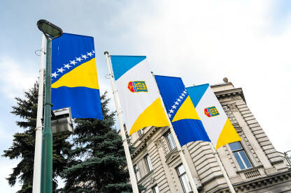Zastave Bosne i Hercegovine i opštine Centar Sarajevo.